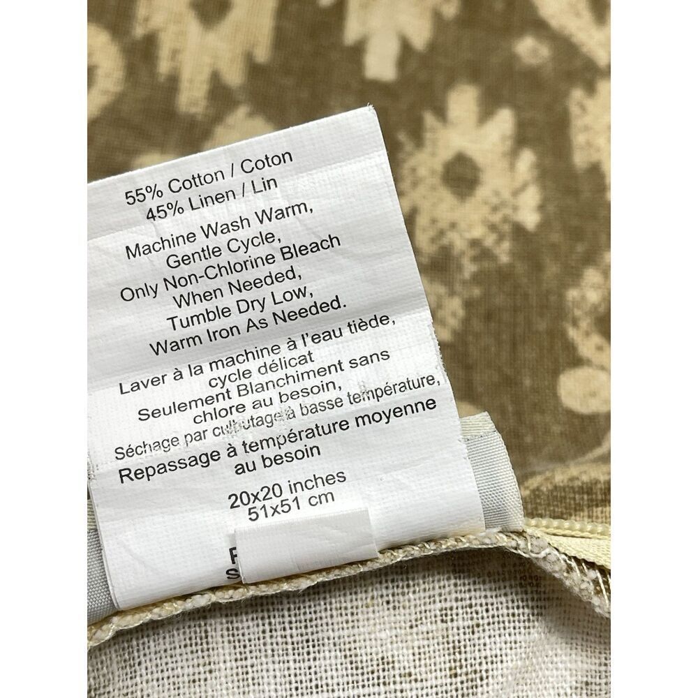Pottery Barn 20x20” Square Accent Pillow Paisley Linen Blend Beige Tan Brown - Picture 2 of 5
